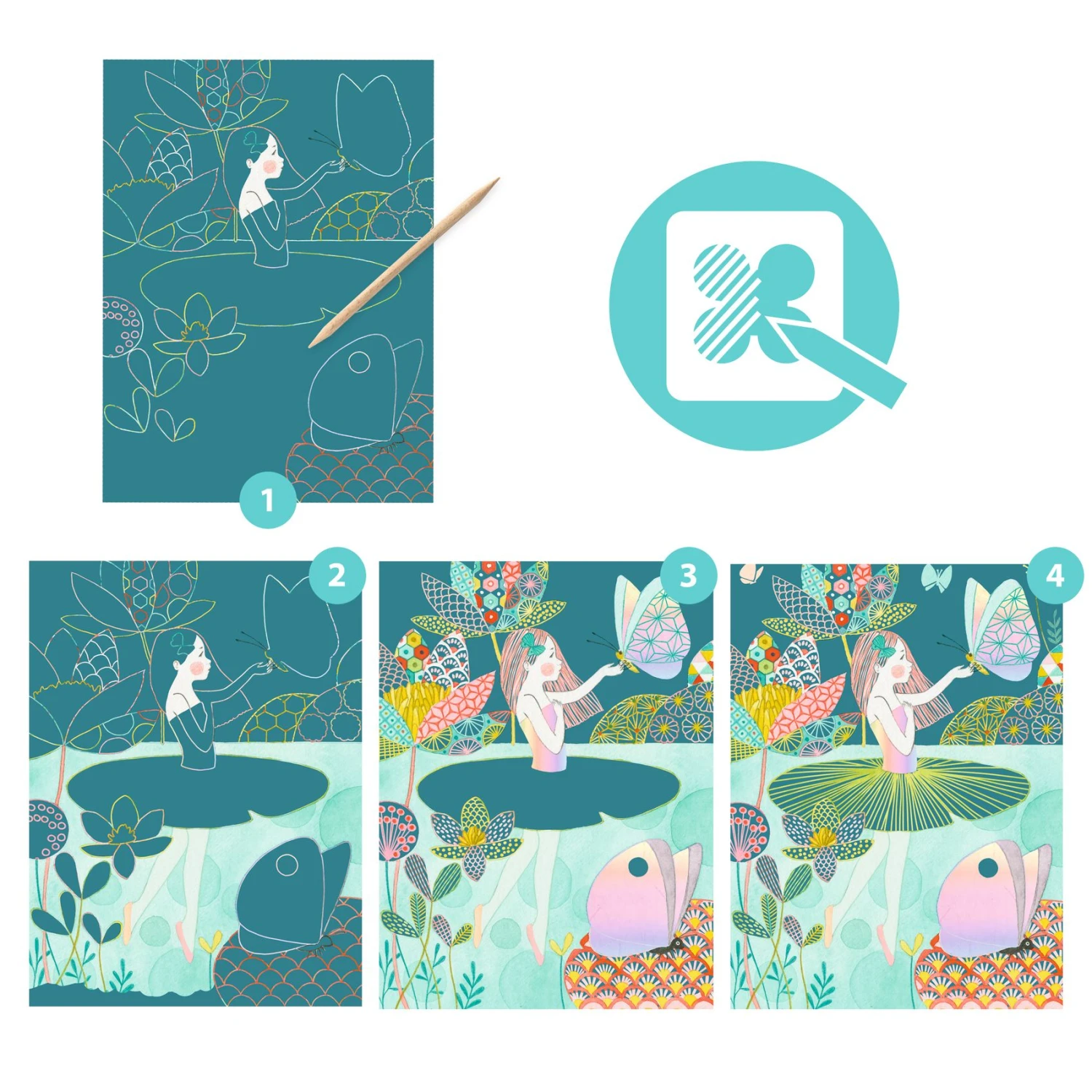 Djeco Kraskaarten De Vijver Knutselset 6 Djeco Kraskaarten De Vijver Knutselset - Afbeelding 4