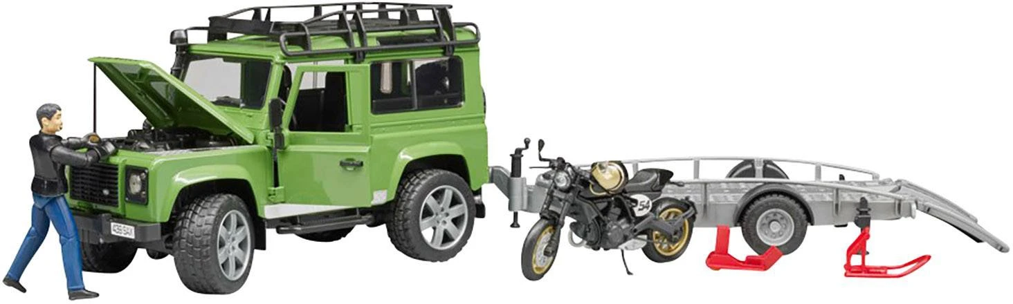 Bruder 2598 Landrover Defender+aanhanger+motorfiets Ducati 5 Bruder 2598 Landrover Defender+aanhanger+motorfiets Ducati - Afbeelding 3