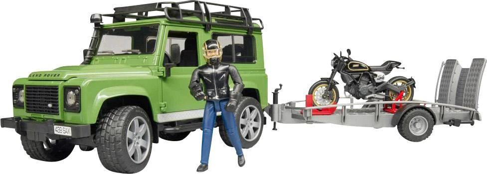 Bruder 2598 Landrover Defender+aanhanger+motorfiets Ducati 3 Bruder 2598 Landrover Defender+aanhanger+motorfiets Ducati