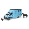 Bruder 2674 MB-Sprinter Paardentransporter + Paard -Auto Winkel bruder 2674 mercedes benz sprinter paardenvervoer paarden transporter blauw