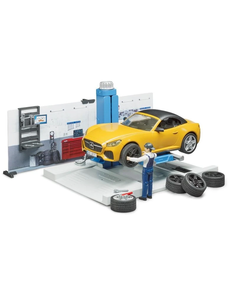 Bruder 62110 Autowerkplaats-met-roadster 3 Bruder 62110 Autowerkplaats-met-roadster
