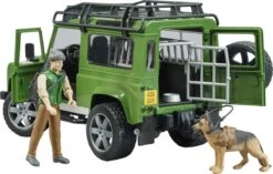 Bruder 02587 Terreinwagen Land-Rover Defender + Boswachter -Auto Winkel bruder 2587 landrover met boswachter vangkooi hond