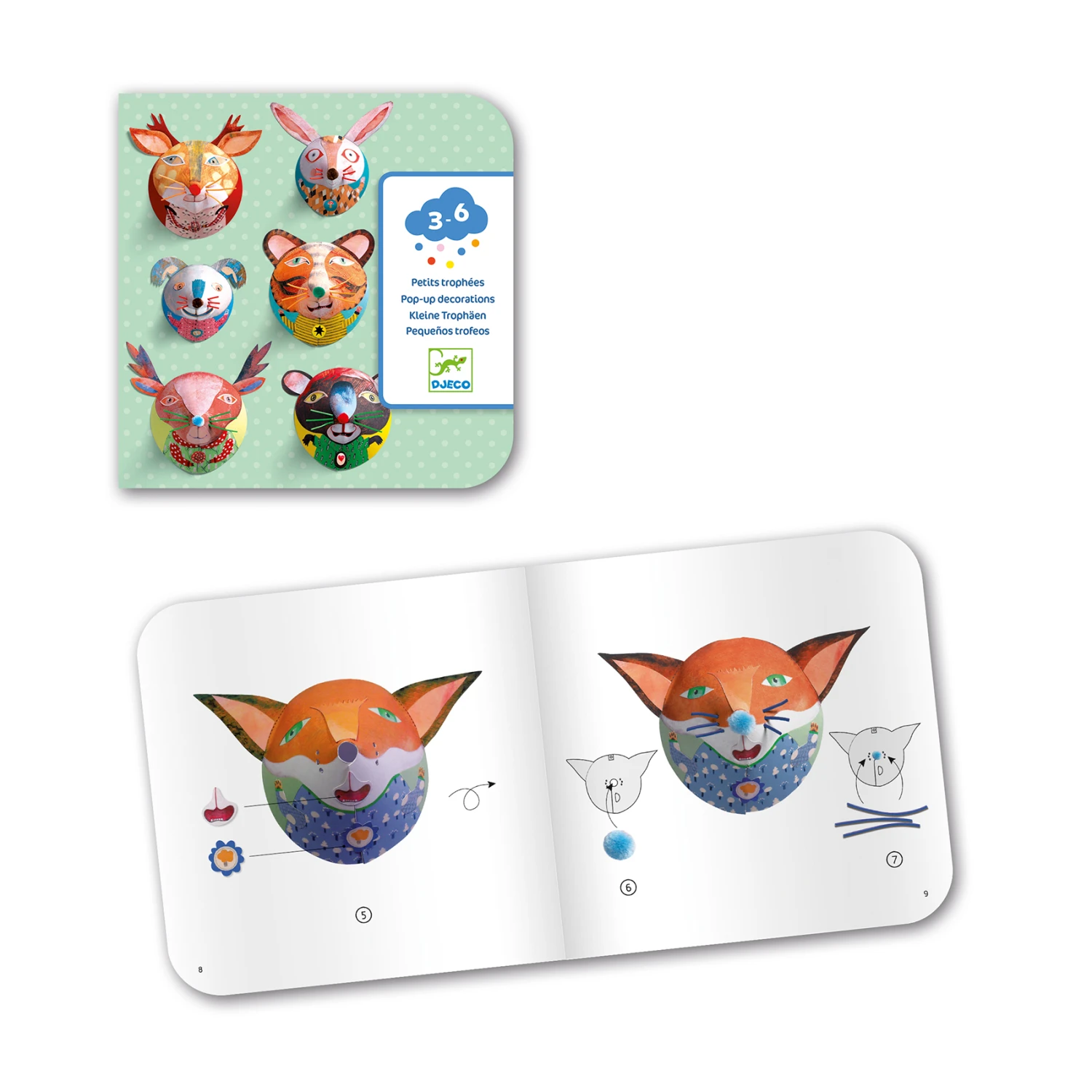Djeco Knutselpakket Kleine Trofeëen. 3D Portrettengalerij. 4 Djeco Knutselpakket Kleine Trofeëen. 3D Portrettengalerij. - Afbeelding 2
