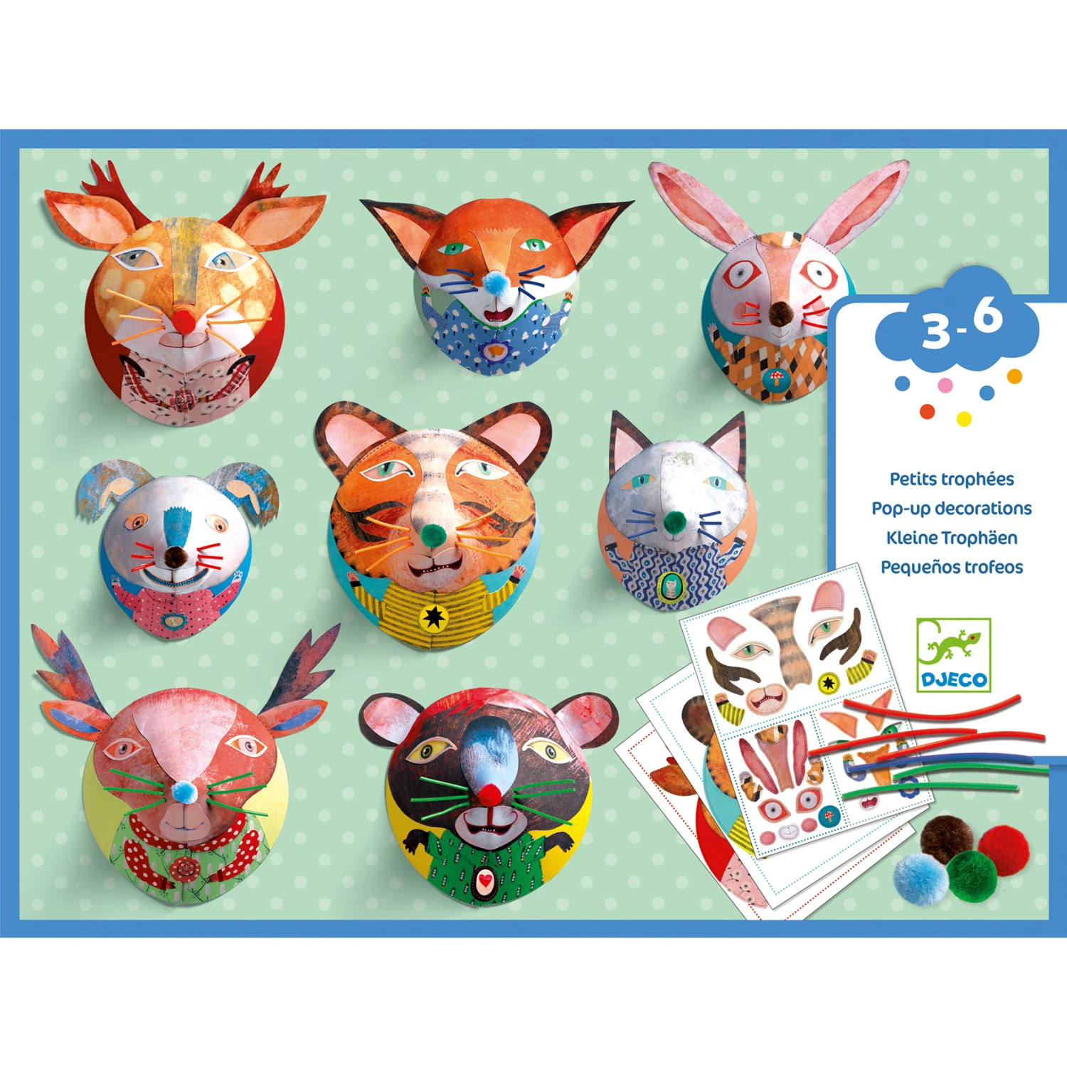 Djeco Knutselpakket Kleine Trofeëen. 3D Portrettengalerij. 3 Djeco Knutselpakket Kleine Trofeëen. 3D Portrettengalerij.
