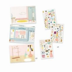 Djeco Krasplaatjes/Wrijfplaatjes Fashionista Knutselset -Auto Winkel djeco knutselset wrijfplaatjes fashionista 1