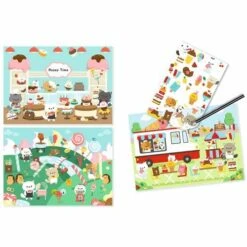 Djeco Krasplaatjes/Wrijfplaatjes Suikerland -Auto Winkel djeco knutselset wrijfplaatjes suikerland 1