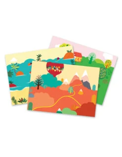 Djeco Krasplaatjes/Wrijfplaatjes Zee-bergen-platteland Het-is-vakantie -Auto Winkel djeco knutselset wrijfplaatjes zee bergen platteland het is vakantie 1