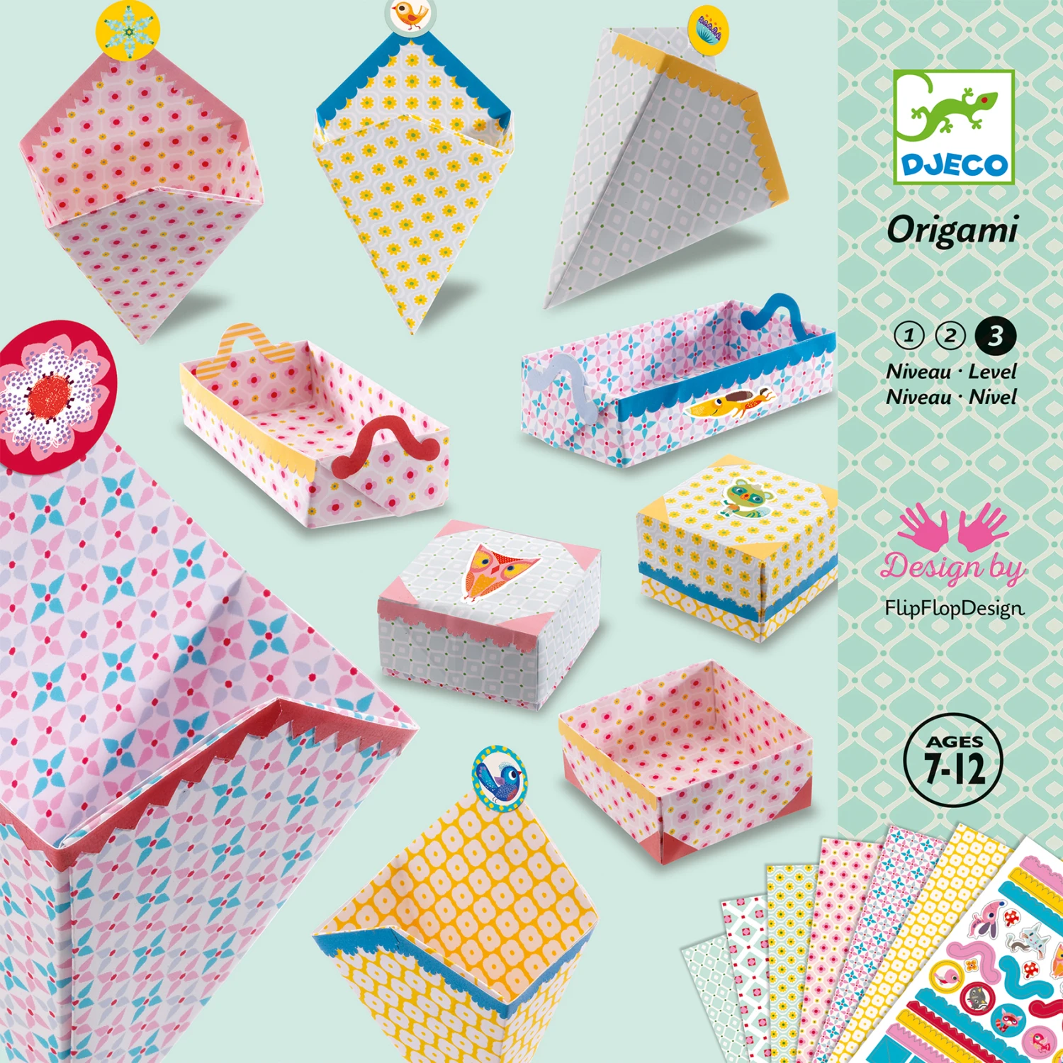 Djeco Origami Kleine-doosjes Knutselset 3 Djeco Origami Kleine-doosjes Knutselset