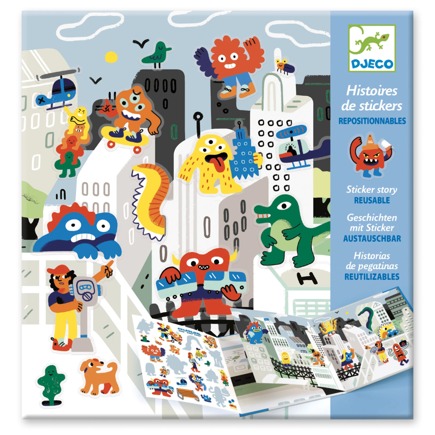 Djeco Stickerboek Monsterinvasie Herbruikbare-stickers 3 Djeco Stickerboek Monsterinvasie Herbruikbare-stickers