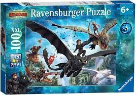 Dragons-3 Puzzel Ravensburger 100 Stukjes XXL 3 Dragons-3 Puzzel Ravensburger 100 Stukjes XXL