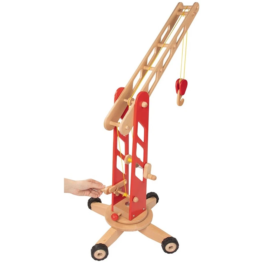 Goki Houten Hijskraan Op Wielen Houten Speelgoed Rood 4 Goki Houten Hijskraan Op Wielen Houten Speelgoed Rood - Afbeelding 2