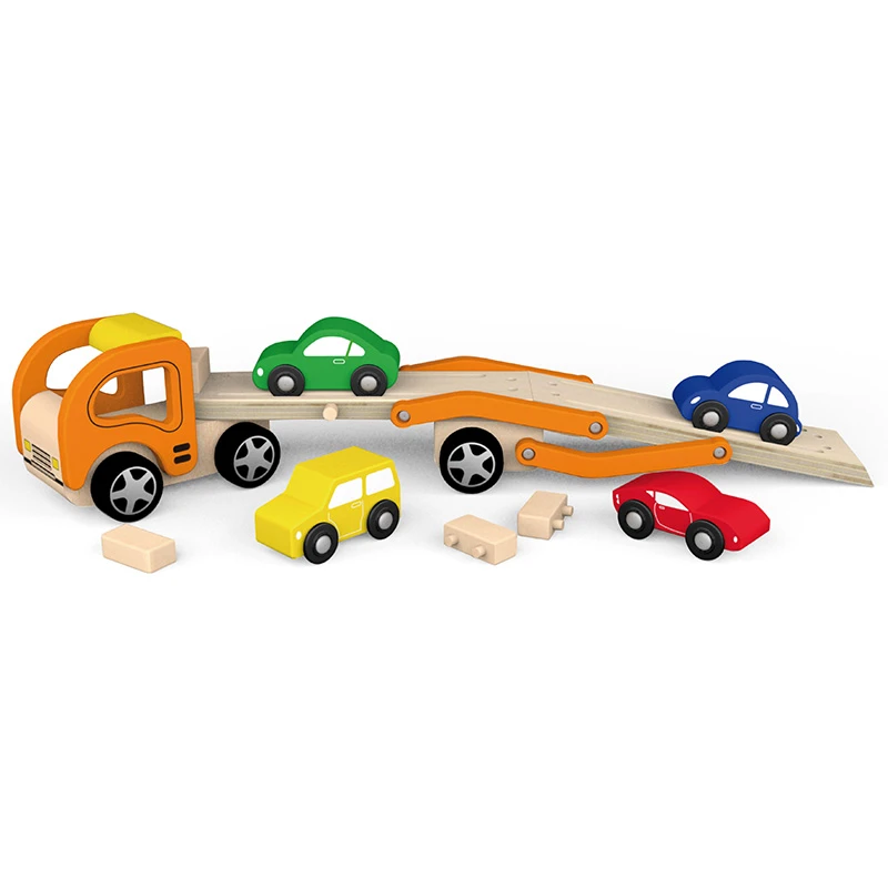 Houten Autotransporter Met 4 Auto’s Vigatoys 5 Houten Autotransporter Met 4 Auto’s Vigatoys - Afbeelding 3