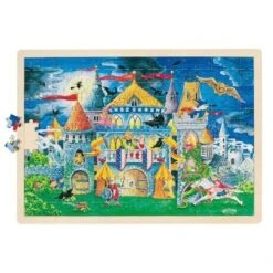Houten Puzzel Sprookjestijd -Auto Winkel houten puzzel sprookjestijd goki 57949 1